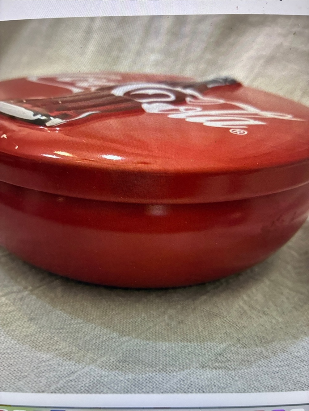 Vintage Coca-Cola Red and White Round Bottle Logo Tin 1995 Coke Metal - Picture 3 of 8